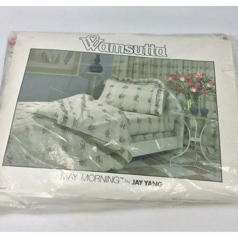 Vintage Wamsutta White Floral Full Double Flat Sheet May Morning Jay Yang